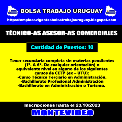 TÉCNICO-AS ASESOR-AS COMERCIALES TÉCNICO-AS ASESOR-AS COMERCIALES