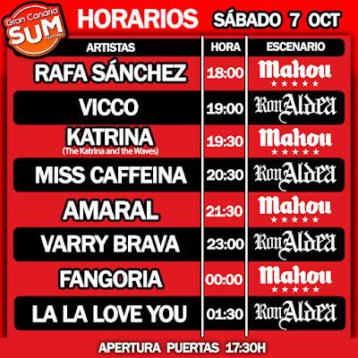 Gran Canaria SUM Festival 2023, Horarios