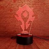 Lampara LED World of Warcraft Horda Cambia Color USB Luz Nocturna