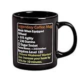 Elbenwald Cup Legendary Taza de café Nivel 120mmo Artículo para World of Warcraft Fans 320ml Ceramic Black