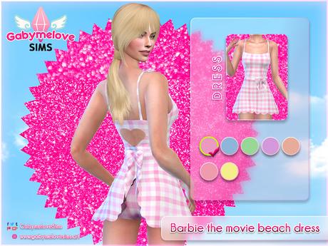 Sims 4 CC | Clothing: Barbie the movie pink gingham beach dress for women Sims 4 CC | Clothing: Barbie the movie pink gingham beach dress for women | Gabymelove Sims | Download, descargar, custom content, contenido personalizado, mod, clothes, cloth, doll, film, película, rosa, live acion, margot robbie, ruth handler, rosado, cuadros, tartan, playa, playero, short, bañador, verano, vestido, mujer, woman, femenine, femenino, mattel, 2023