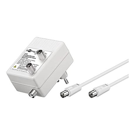 Wentronic Amplificador para distribución de Radio de TV por Cable DVB-T, amplificación óptima de la señal de 2 Dispositivos de 2× 15 dB, DVB-T, DVB-T2, DVB-C, Radio