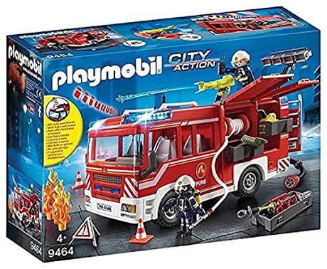 PLAYMOBIL City Action 9464 Camión de Bomberos con Luces y Sonido, A Partir de 5 años