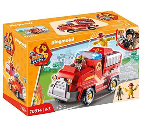 PLAYMOBIL 70914 Duck on Call Vehículo de Emergencia de los Bomberos, con luz y Sonido, Juguetes para niños a Partir de 3 años, Multicolor