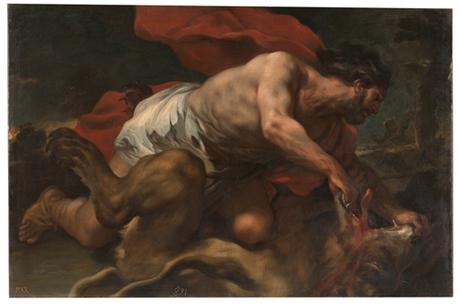 Sansón y el león de Luca Giordano