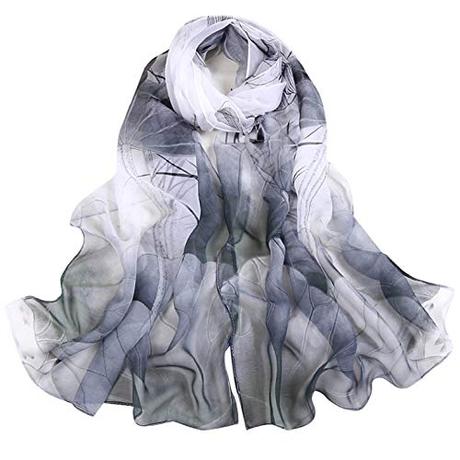 CMTOP Fular De Mujer Bufanda De Seda Diseño Retro Elegante Pañuelo cuello Estola Multicolor(En blanco y negro,Talla única)