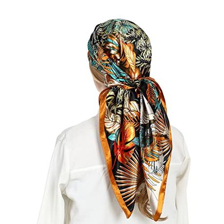 RIIQIICHY Foulard Chal Pañuelo para mujer Bufanda de seda noche Pañuelo 90 cm