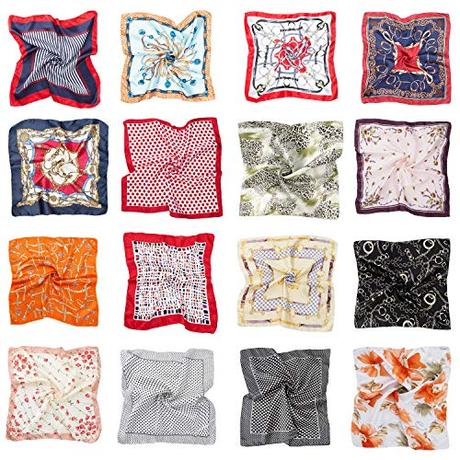 HBselect 16 pcs Pañuelos Cuello Mujer,Bufanda Cuadrada Paqueña Multicolor Para Mujer