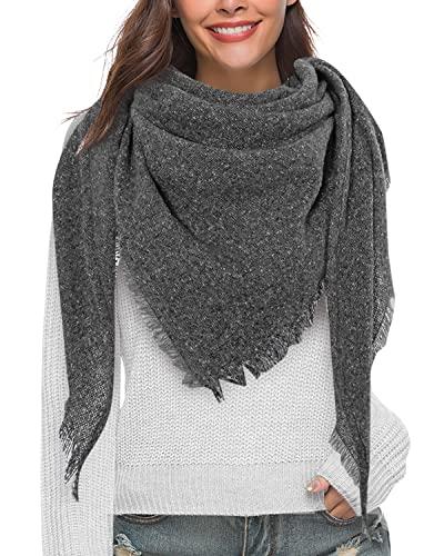 heekpek Bufandas Mujer Invierno Chales Cálido Moda Bufandas Largas de Invierno Chal Borla (gris)