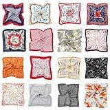 HBselect 16 pcs Pañuelos Cuello Mujer,Bufanda Cuadrada Paqueña Multicolor Para Mujer