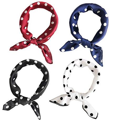 Jurxy 4 PCS Bufanda cuadrada Sensación de seda satinada Plaza formal Bufanda de cuello Envolturas para el cabello Pañuelo para el cuello 20x20 pulgadas - Estilo 6