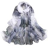 CMTOP Fular De Mujer Bufanda De Seda Diseño Retro Elegante Pañuelo cuello Estola Multicolor(En blanco y negro,Talla única)