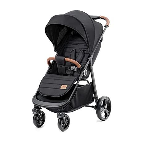 kk Kinderkraft GRANDE PLUS Silla de Paseo ligera desde Nacimiento hasta 22 kg, Plegado con una sola mano, Posición tumbada, Suspensión de todas ruedas, Capota grande XL, Negro