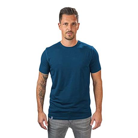 Alpin Loacker- Camisetas Manga Corta Hombre de 100% Lana de Merino, Camiseta termica Hombre, Manga Corta para Deporte, Trekking, Gym, Esquí, Azul M