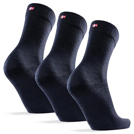 DANISH ENDURANCE 3 Pack Calcetines Lana Merino Clásicos, Traspirables, Calcetines Trabajo Hombre y Mujer, Azul Marino, 39-42