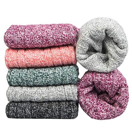 YSense Beau 5 Pares de Calcetines Lana Merino Mujer, Termicos Invierno Grueso Antideslizante Desenderismo Premium Transpirables para Mujeres