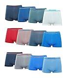 Channo Pack de 12 - Calzoncillos Boxer Lycra de niños sin Costuras con Rayas horizontales. Talla 14-16 años