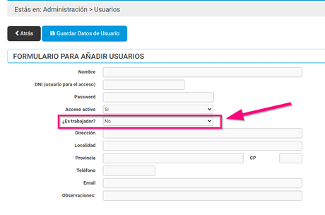 Añadir datos de un nuevo usuario en Cloud Gestion Añadir datos de un nuevo usuario en Cloud Gestion