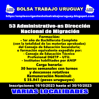 53 Administrativo-as Dirección Nacional de Migración