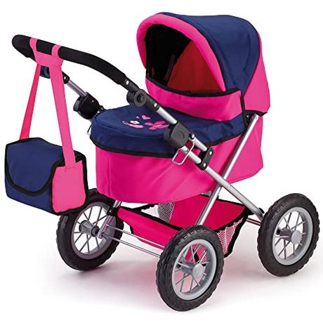 Bayer Cochecito de muñecas, carro, carrito muñeco, con bolsa, alto, color rosa y azul (13013AA)