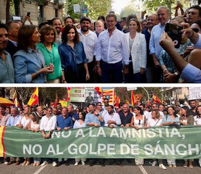 La derecha españolista en Barcelona: 50.000 manifestantes contra la amnistía.