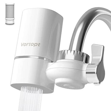 Vortopt Filtro Agua Grifo, Filtro de Agua Certificado NSF, Reduce el Plomo, el Cloro, el Mal Olor, Filtro purificador Agua Grifo Cocina, Adapta a Grifos Estándar, T1(1 filtro)
