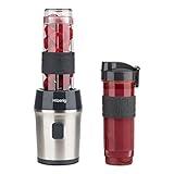 H.Koenig SMOO9 Batidora de Vaso Portátil, Licuadora Mini, Smoothie Maker, Batidora Para Zumos, Batidos, Smoothies, Capacidad de 570 mL, 300 W, Incluye 2 Botellas Portátiles, Acero Inoxidable
