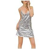 2022 Vestidos Corto para Mujer, Sexy Lentejuelas Fiesta Vestido de Cóctel Vestido de Noche Moda Slim Fit Vestidos Corta Sexy Club Nocturno Mini Vestido sin Manga