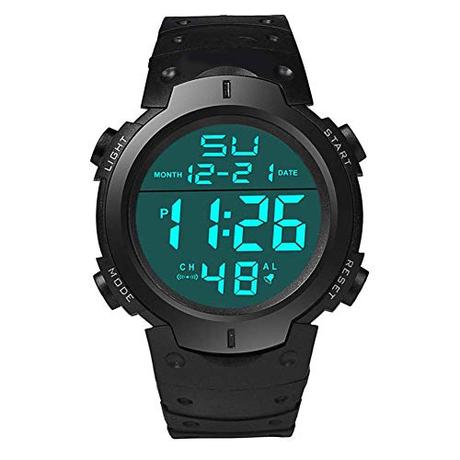 Ogquaton - Reloj de pulsera deportivo impermeable de silicona con pantalla LCD digital, cronómetro de fecha, correa de goma para hombre, cómodo y práctico