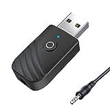 LacyMC Adaptador Bluetooth USB 5.0, Transmisor Receptor Bluetooth 3-en-1 con Audio Inalámbrico 3.5MM Cable, para PC/TV/Auriculares/Altavoces/Radio