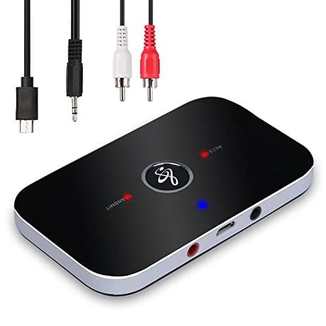 Ozvavzk Transmisor Adaptador Bluetooth 5.0, Receptor Inalámbrico 2 en 1 con Salida Audio 3,5 mm RCA Audio, para Transmisión de Audio de Baja Latencia en Modo TX/RX