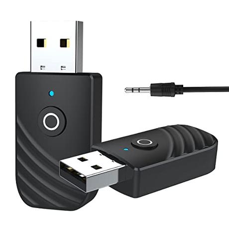 Bluetooth USB Receptor Bluetooth Adaptador Bluetooth para pc Bluetooth transmisor TV,USB Bluetooth 5.0 4en1 con Cable Auxiliar Digital de 3.5 mm para TV,Altavoces,PC,Auriculares,Coche