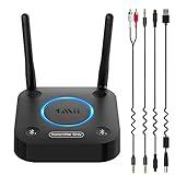 1Mii Transmisor Bluetooth 5.2 para TV a 2 Auriculares Bluetooth, Adaptador Audio Bluetooth TV con Control de Volumen, Entrada Óptica, Coaxial, Aux/RCA, aptX Baja Latencia, Largo Alcance