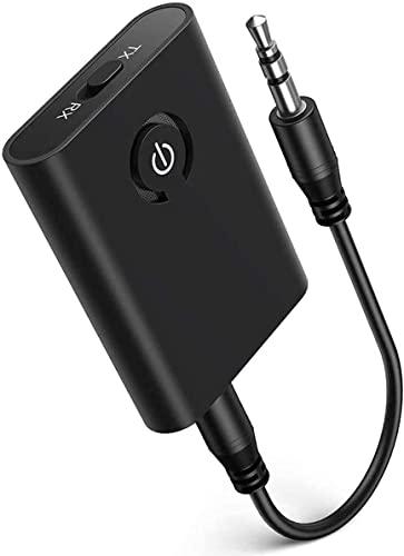 Adaptador Bluetooth 5.0, Transmisor Bluetooth 5.0 Receptor Transmisor Bluetooth 2-en-1 Jack 3,5 mm Baja latencia con Reducción de Ruido para Altavoz MP3/MP4 DVD Sistema Estéreo
