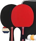 PIQIUQIU Raquetas de Tenis de Mesa, 2 Raquetas de Ping Pong Profesional, 3 Pelotas de Tenis de Mesa, Color Aleatorio