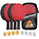 Palas de Ping Pong, Set de Alto Rendimiento - Palas de Tenis de Mesa, Pelotas de Ping Pong, Caja de Almacenamiento - Palas de Ping Pong - Mesa de Ping Pong Exterior, Interior (4 Bats)