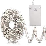 Tiras LED Con Detector De Movimiento Funciona con Pilas, 2M 60 LED Sensor de Movimiento Luces de Tira Llevadas Interiores con 2 Modos para Armarios, Escaleras, Cocina, Armario (Blanco Frío 6000K)