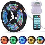 DreiWasser Tira de Luz LED con Pilas, 2m 60 LED Tira Luz Cuerda Batería 12 modos con Control Remoto por Infrarrojos (Sólido o de color, 60 LED)