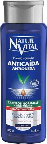 NaturVital - Champú Anticaída, Sin Parabenos, Colorantes ni Siliconas, Champú Natural para Cabellos Normales, Estimula el Crecimiento del Cabello, para Hombres y Mujeres, 300ml