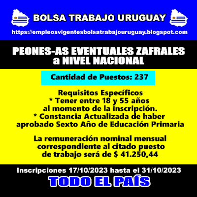 PEONES-AS EVENTUALES ZAFRALES a NIVEL NACIONAL