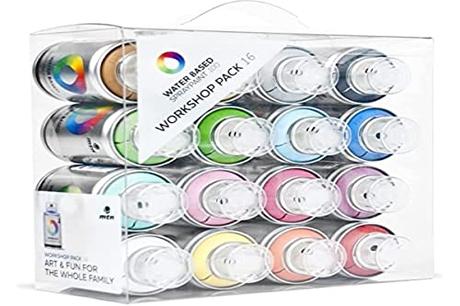 Montana Colors Pack Spray Water Based 16 Colors - Spray a Base de Agua, 100 ml, Set de 16 Piezas