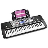 RockJam Piano RockJam con teclado de 54 teclas con fuente de alimentación, soporte para partituras, pegatinas para notas de piano y lecciones de piano.