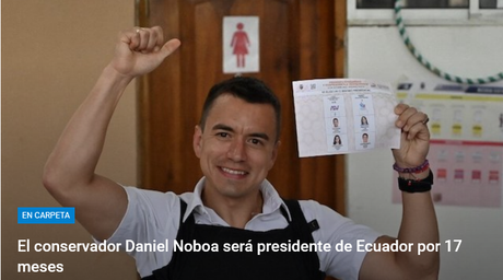 El conservador Daniel Noboa será presidente de Ecuador por 17 meses