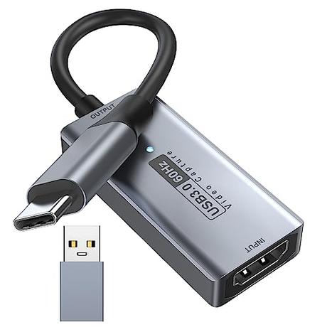 capturadora Video Newhope, capturadora 4K HDMI a USB C 3.0, 1080P HD 60fps Grabber de Audio de Video en Vivo y grabación para Juegos, transmisión, enseñanza, videoconferencia