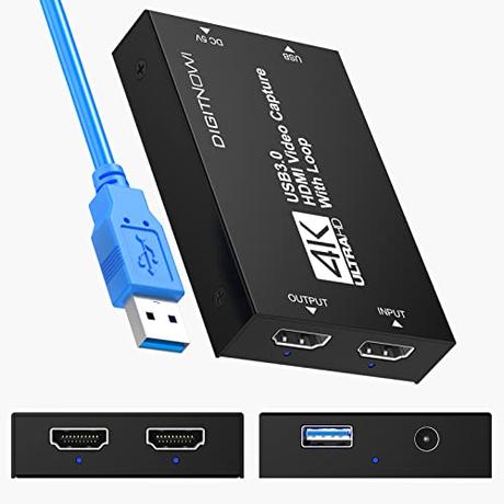 DIGITNOW!Tarjeta de Captura,Captura a 1080p60, 4k Capturadora de Vídeo HDMI USB 3.0 Dispositivo,Full HD 1080P para PS5, PS4, Xbox Series X/S, Xbox One, Nintendo Switch