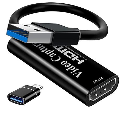Papeaso 4K HDMI a USB capturadora Video, Full HD 1080p, Captura de Videojuegos para edición de vídeo/Juegos/transmisión/enseñanza en línea(Negro)