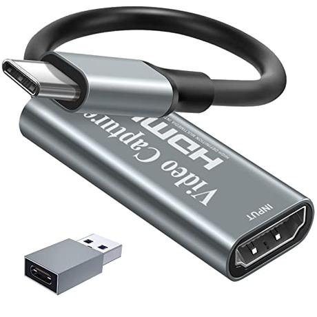 Tarjeta de captura de video, maravillosa 4K HDMI a 1080P USB C para juegos Streaming TV Recorder, para Windows Mac OS sistema con adaptador USB C para ajustar PS4, Switch, Xbox