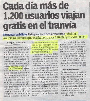 En Transportes Urbanos de Sevilla se volatilizan diez kilos y no pasa nada