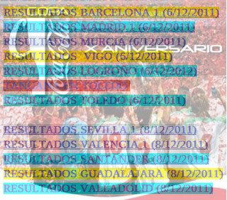 RESULTADOS COPA COCACOLA PENDIENTES (DÍAS 6 Y 8 DE DICIEMBRE)