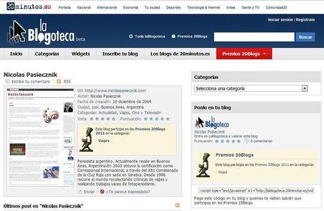 En carrera para los Premios  20 Blogs del Diario 20 minutos.es